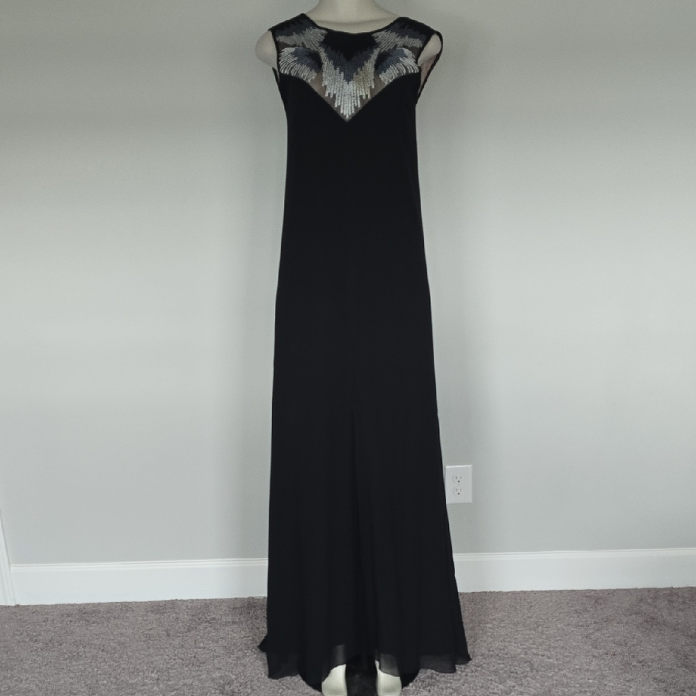 BCBG/MaxAzria Luciele sleeveless long black v-back dress-2
